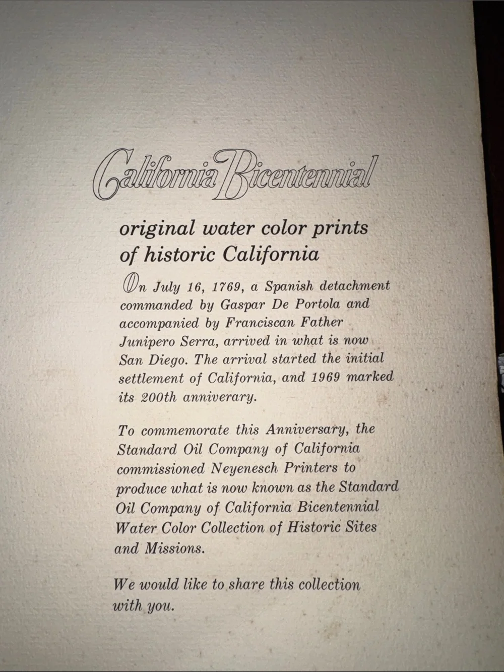 1969 California Bicentennial commemorative mission portfolio
